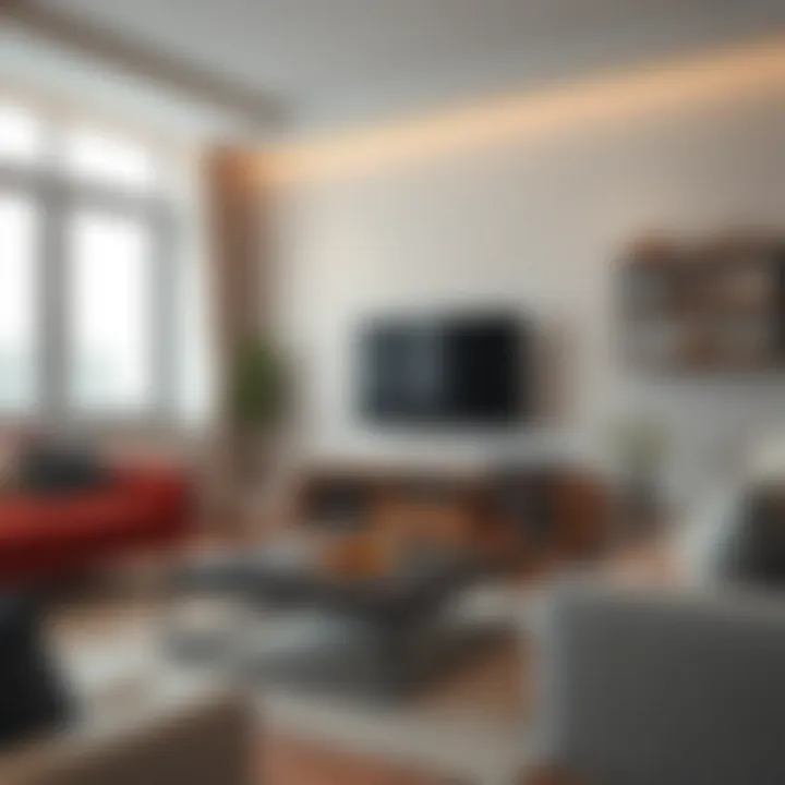 Compact TV Unit in Living Room Compact TV unit arrangement in a cozy living room setting