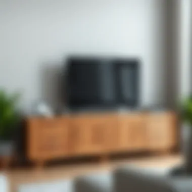 Chic Wooden TV Unit with Storage Stylish wooden TV unit with natural finish and integrated storage solutions
