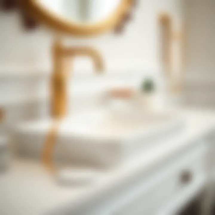 Close-up of the intricate details of a lavabo dolabı