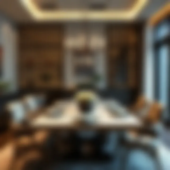 Elegant dining table arrangement with a collapsible design