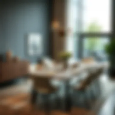 Stylish open dining space featuring a versatile table