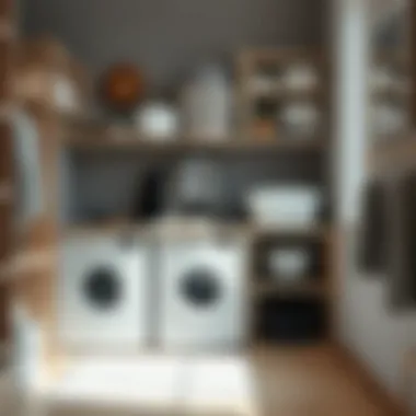 A well-organized laundry drying space featuring A101's products.