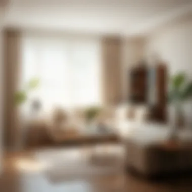 Bright room with sheer curtains allowing natural light