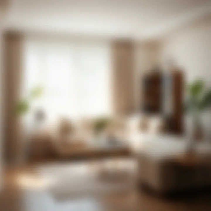 Bright room with sheer curtains allowing natural light