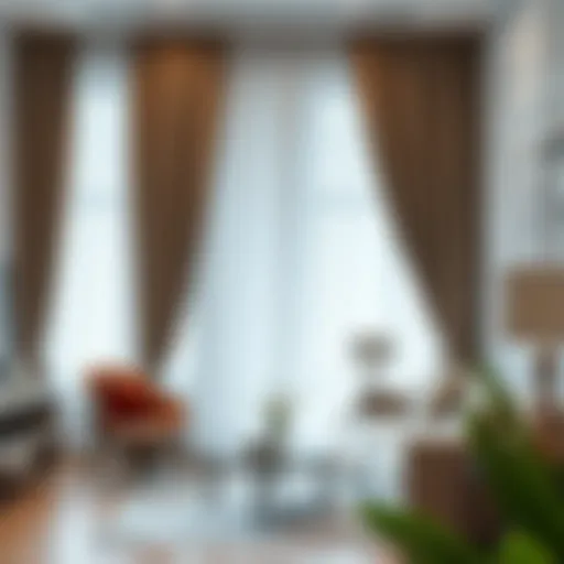 Elegant layered sheer curtain in a contemporary living room