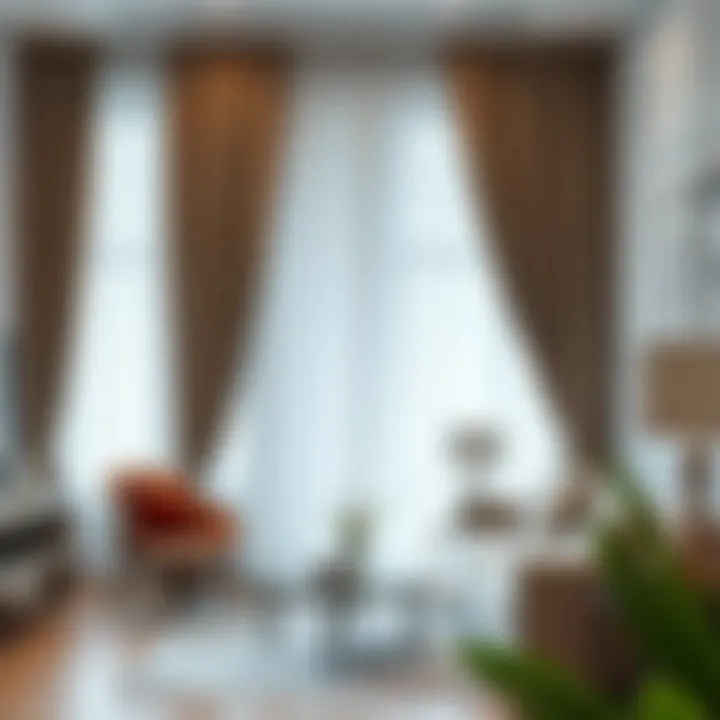 Elegant layered sheer curtain in a contemporary living room