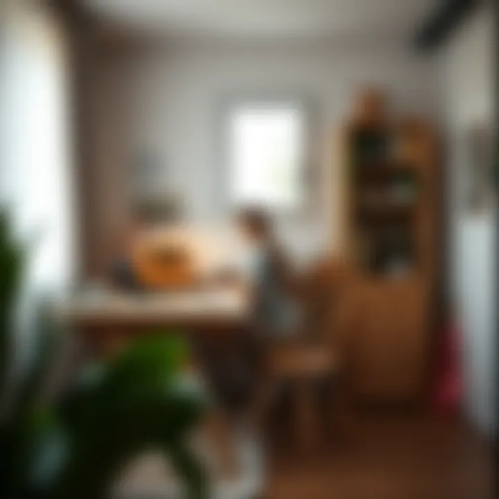 Creative learning space with wooden study desk