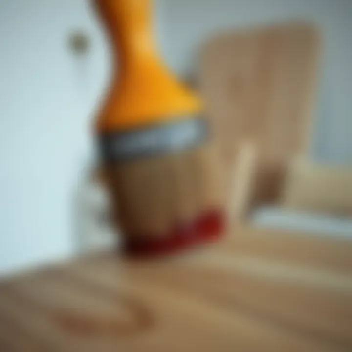 Application of Wood Varnish on Surface Wood varnish application on a wooden surface