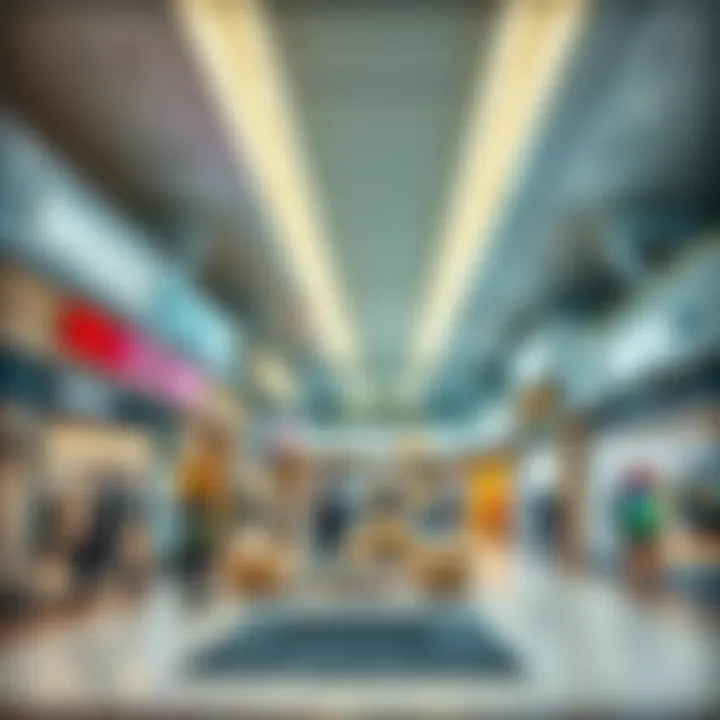 Diverse Retail Brands in Shopping Complex A diverse range of retail brands displayed in a shopping complex.