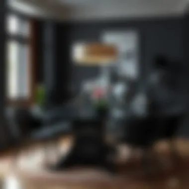 Sophisticated Anthracite Dining Experience Elegant anthracite dining setup with stylish chairs and table