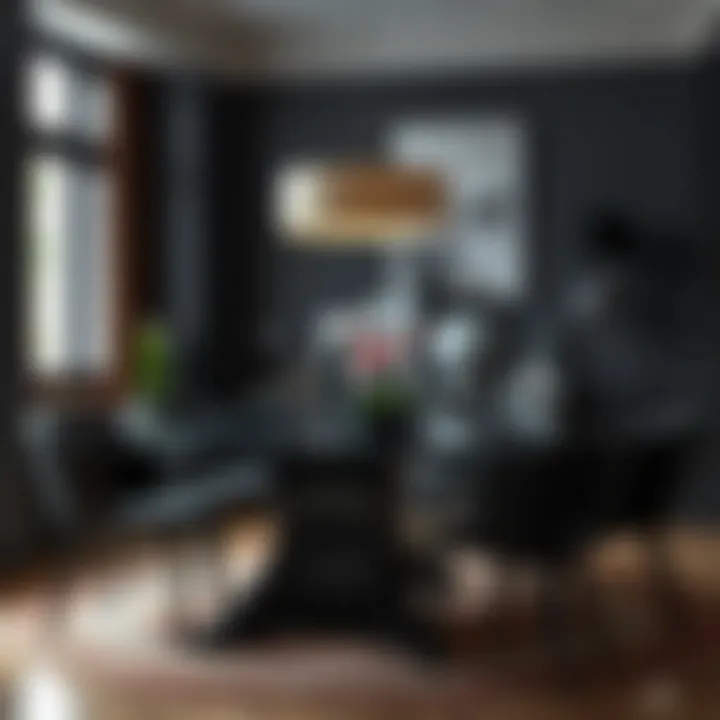 Sophisticated Anthracite Dining Experience Elegant anthracite dining setup with stylish chairs and table