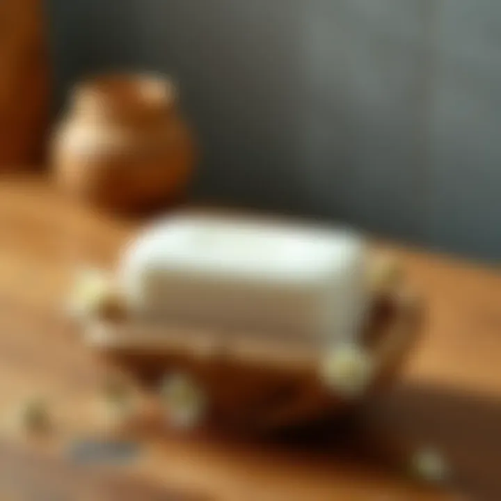 Artisan-crafted soap holder with natural materials and floral elements