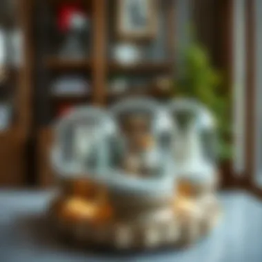 Artistic Arrangement in Interiors Artistic arrangement of filled snow globes in interior settings