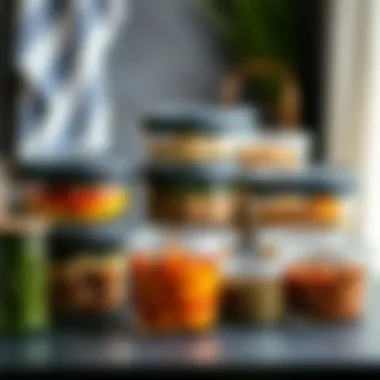 Assorted glass containers in various sizes for meal packing