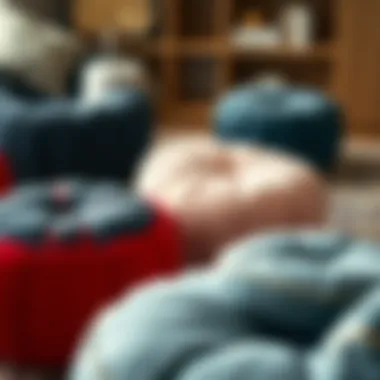 Stylish arrangement of avant-garde poufs enhancing interior decor.