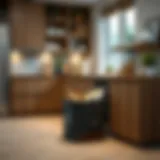 A stylish bag storage container complementing modern kitchen decor