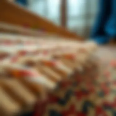 Weaving Techniques of Bahariye Rugs Artistic close-up of a Bahariye rug's intricate weaving techniques