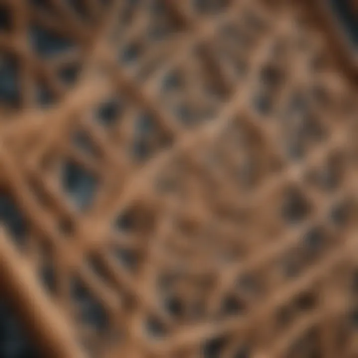 Close-up of intricate rattan weaving details in garden furniture