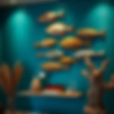 Coastal Charm: Artistic Fish Ornaments Artistic arrangement of fish wall ornaments in a coastal theme