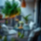 Stylish balcony dining setup with modern furniture