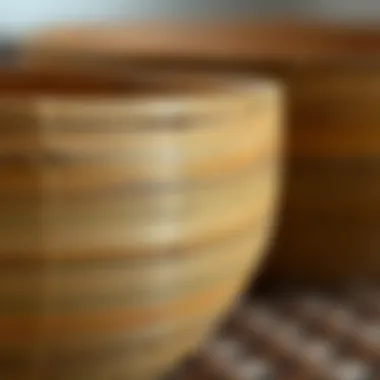 Texture and Craftsmanship of Bamboo Bowls Close-up of bamboo bowl highlighting texture