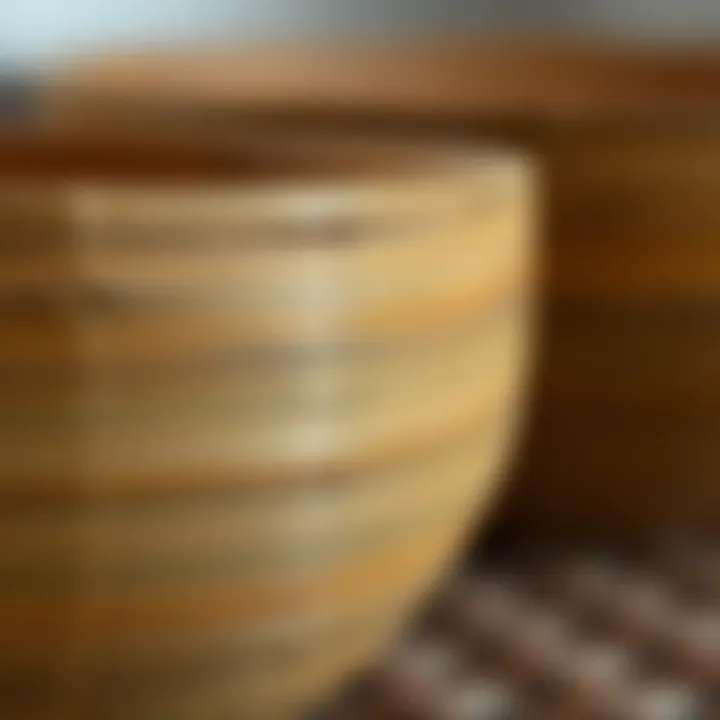 Texture and Craftsmanship of Bamboo Bowls Close-up of bamboo bowl highlighting texture