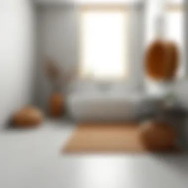 Sophisticated Bamboo Mat in Minimalistic Bathroom Sophisticated bamboo mat featured in a minimalistic bathroom