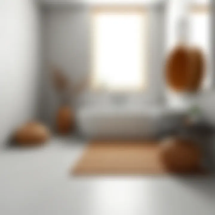 Sophisticated Bamboo Mat in Minimalistic Bathroom Sophisticated bamboo mat featured in a minimalistic bathroom