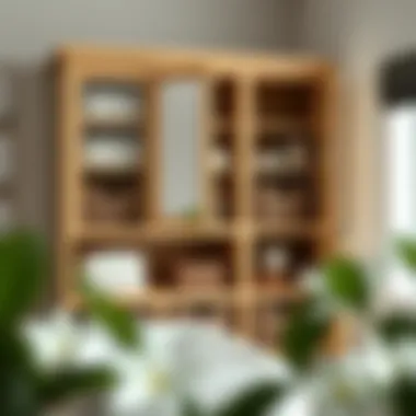 Stylish bathroom cabinet with baskets for storage