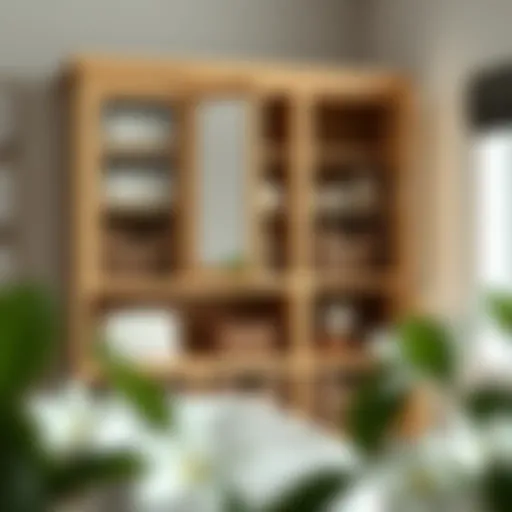 Stylish bathroom cabinet with baskets for storage