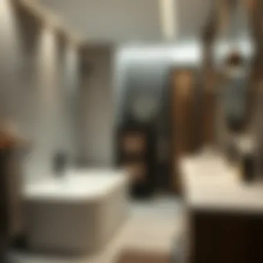 Modern bathroom featuring a basket-style cabinet