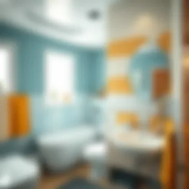 Family-friendly bathroom with practical features and vibrant colors for a cheerful ambiance.