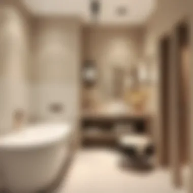 Luxurious modern bathroom design showcasing elegant fixtures and soothing colors.
