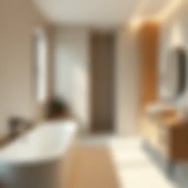 Minimalist bathroom featuring clean lines, natural materials, and a serene atmosphere.