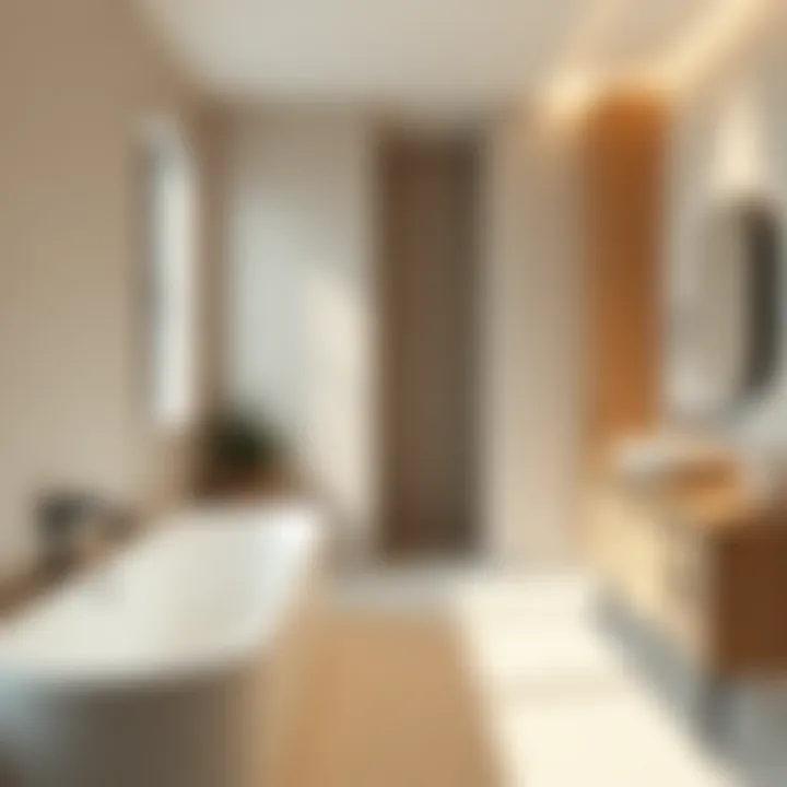 Minimalist bathroom featuring clean lines, natural materials, and a serene atmosphere.
