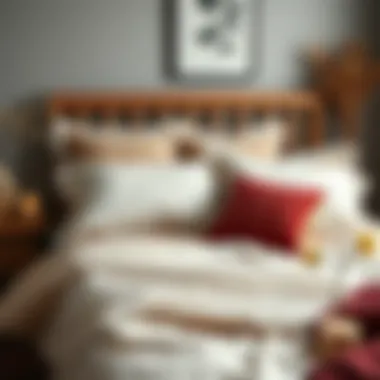 Aesthetic Arrangement of Bedding A beautifully arranged bedding ensemble