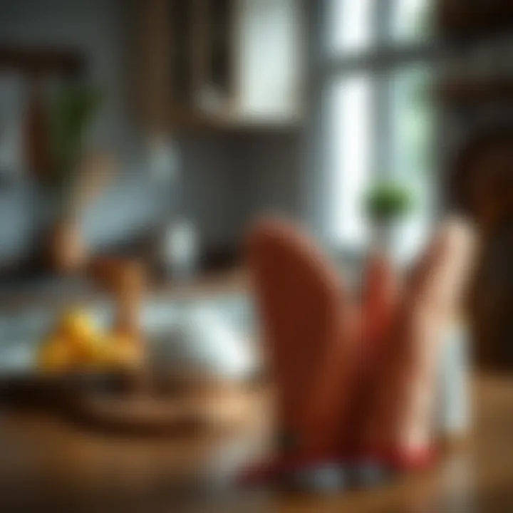 A beautifully arranged kitchen scene featuring oven mitts