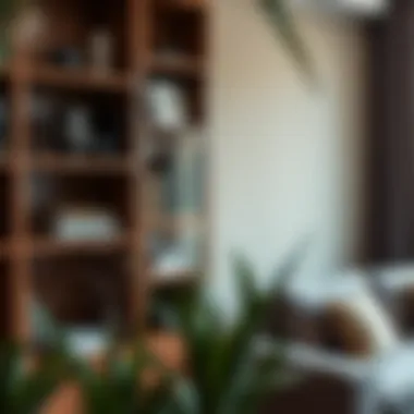 Beautifully arranged wooden shelves in a cozy setting