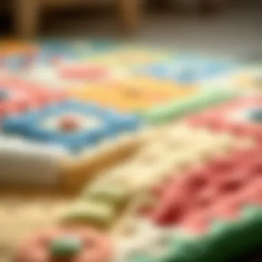 Colorful baby play mat with various textures