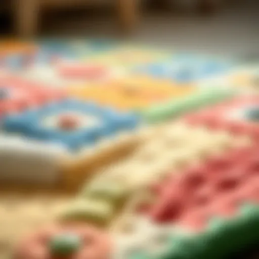 Colorful baby play mat with various textures