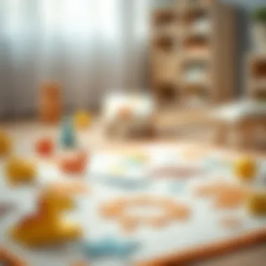 Educational play mat featuring shapes and animals