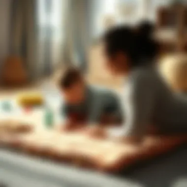 Parent and baby playing together on a soft play mat