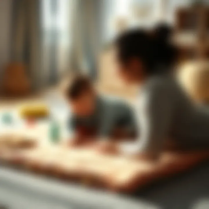 Parent and baby playing together on a soft play mat