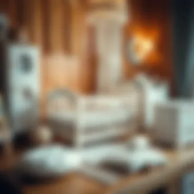 Various components of a baby sleep set arranged beautifully