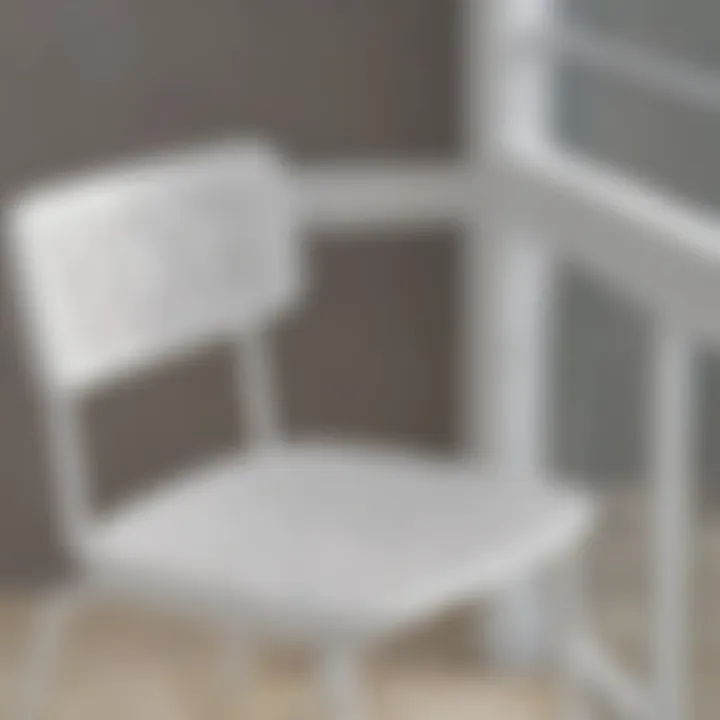 Close-up of a white balcony chair showcasing material texture