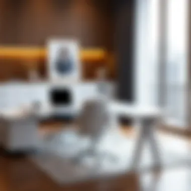 Elegant white desk in a modern office setting