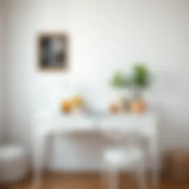 Stylish white desk accessorized with minimalistic decor