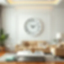 Elegant white wall clock in a modern living room setting