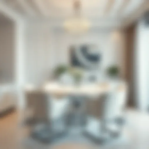 Elegant white dining table set in a modern home