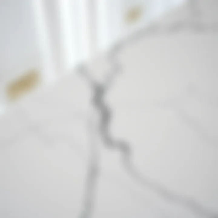 Close-up of the elegant surface of a marble effect dining table